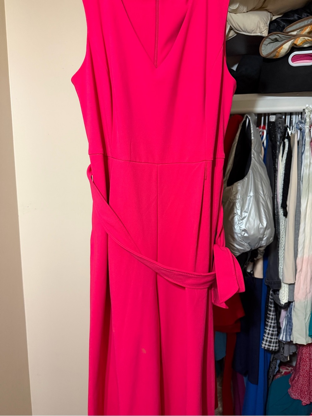 Calvin Klein Sleeveless Maxi Jumpsuit in Hot Pink